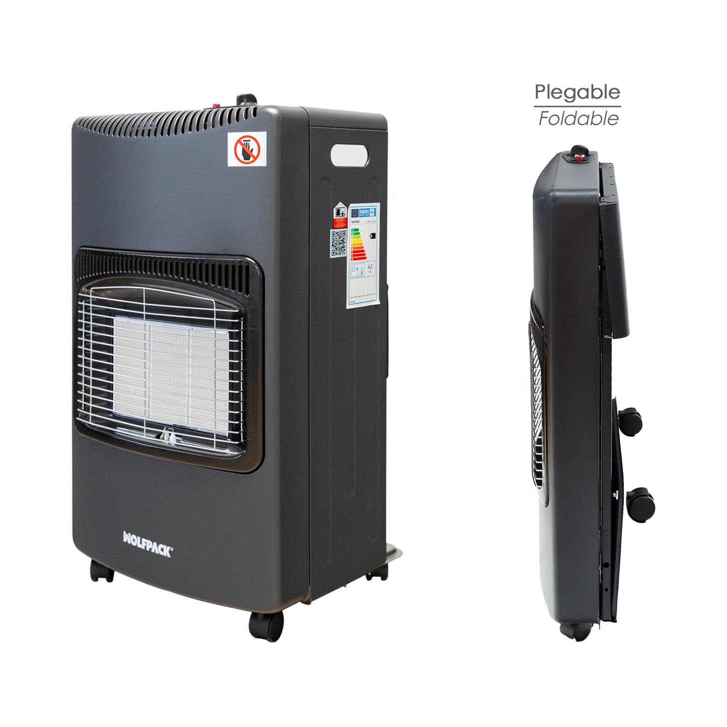 Estufa Gas Infrarroja Ceramica 4,5 Kw, Plegable 3 Potencias, Triple Sistema De Seguridad, Con Ruedas, Encendido Piezo-electrico_0