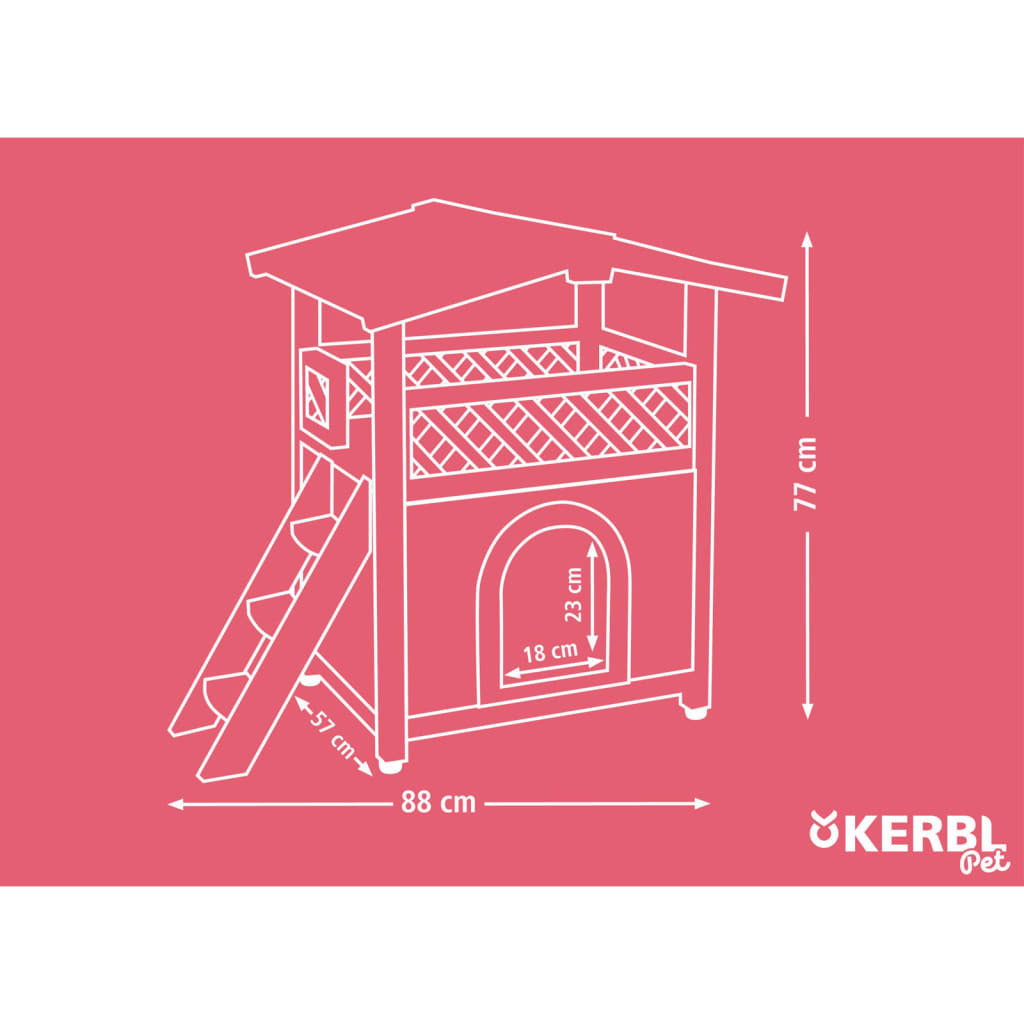 Kerbl Casa Para Gatos Tyrol Alpin Marrón Claro 88x57x77 Cm_2