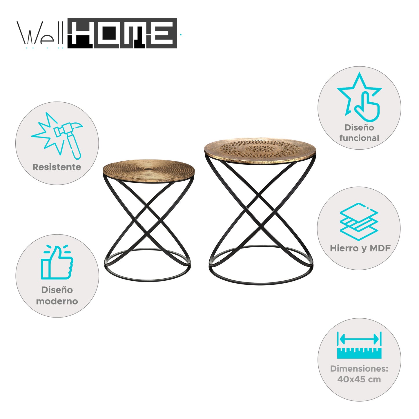 Well Home - 2 Mesas Nido etnik Color Cobre_1
