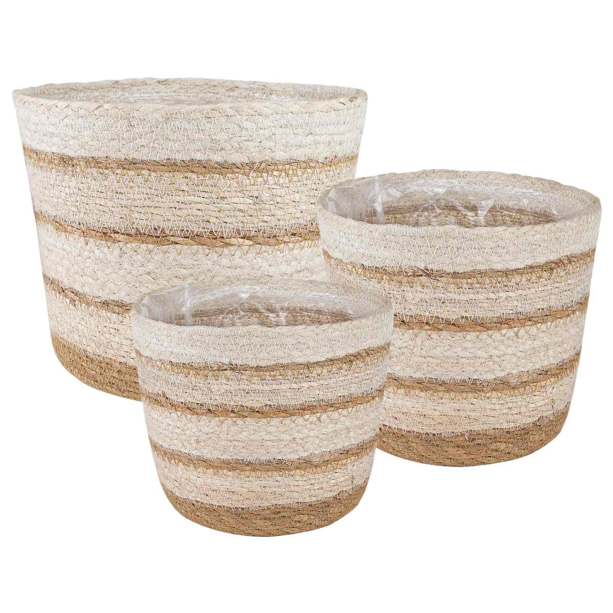 3 Uds. Natural, Y Beige Ø26 X 19 Cm 100% Hierba Marina_0