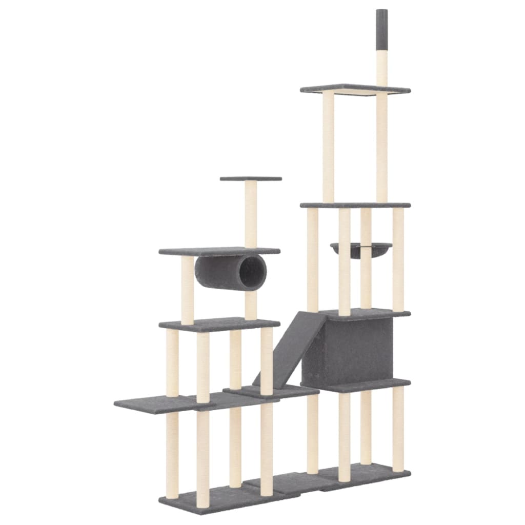 Rascador Para Gatos Con Postes De Sisal Gris Oscuro 279 Cm_4