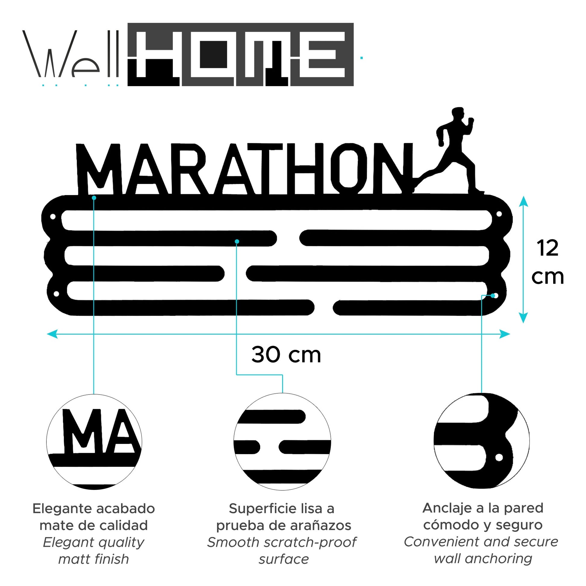 Medallero Maratón Amarillo Pastel Well Home Para 15 Medallas - Regalo Ideal Para Runners_1