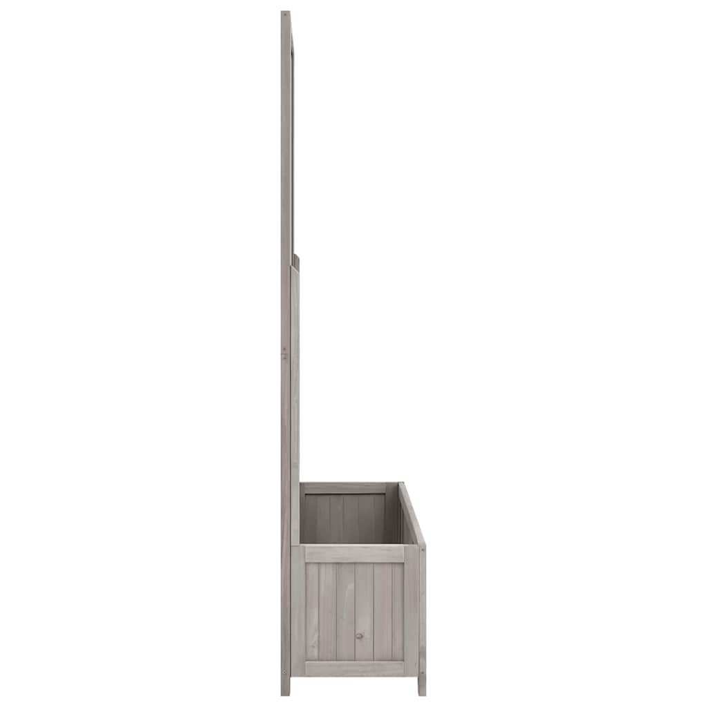 Jardinera Con Enrejado Gris 70x30x135 Cm Madera Maciza De Abeto_2