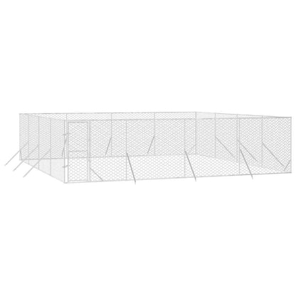Perrera De Exterior Acero Galvanizado Plateado 8x8x2 M_2