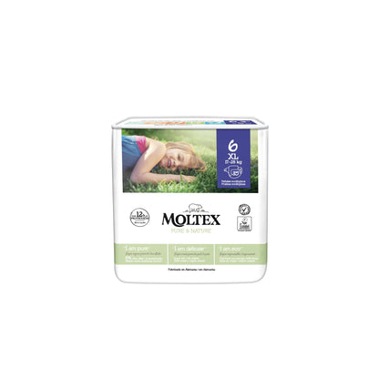 Fraldas Moltex Pure &amp; Nature T6 (17-28 kg), 35 unidades
