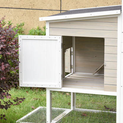 Pawhut Gallinero De Madera Exterior Con Caseta De 2 Niveles Zona Abierta Nido Y_4