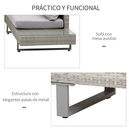 Outsunny Conjunto De Muebles Set De Sofás Ratán 3 Piezas Cojines Extraíbles_5