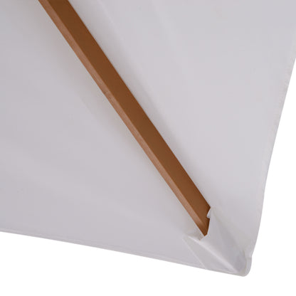Outsunny Sombrilla Jardín 295x200cm Con Mástil De Madera Y Polea Blanco_3