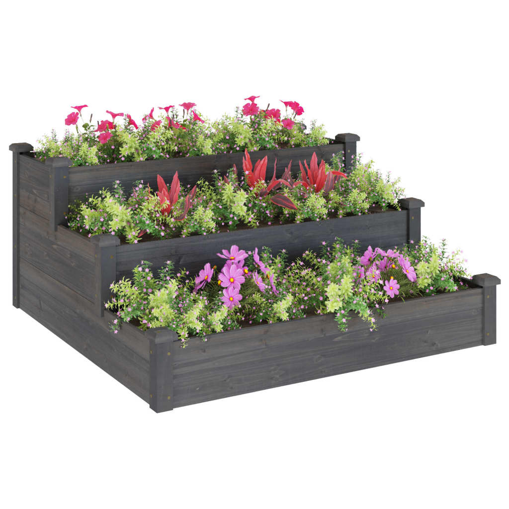 Jardinera Arriate Madera Maciza De Abeto Gris 120x120x56 Cm_2