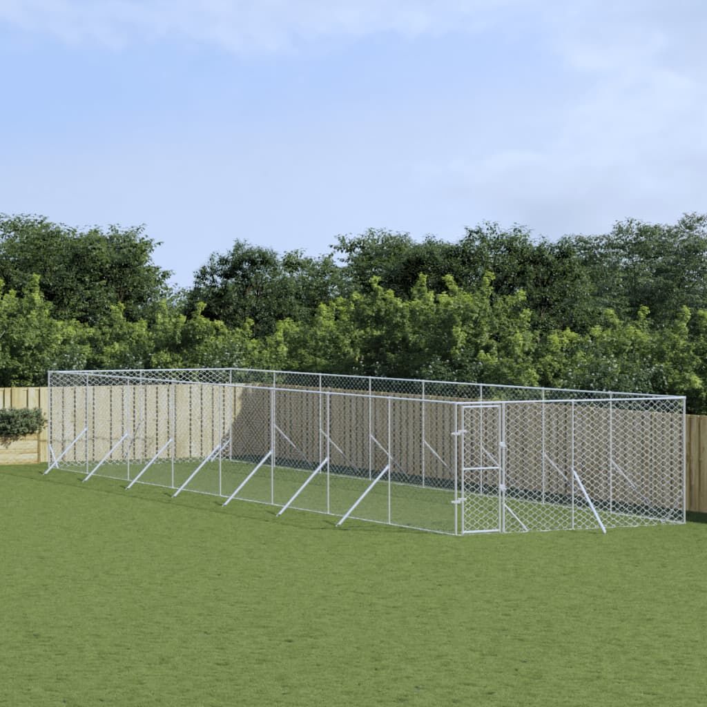 Vidaxl Perrera De Exterior Acero Galvanizado Plateado 4x16x2 M_1
