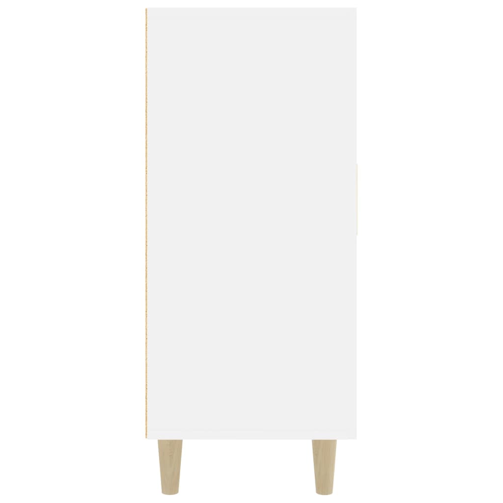 Aparador De Madera De Ingeniería Blanco Brillo 90x34x80 Cm / Vetonek_3