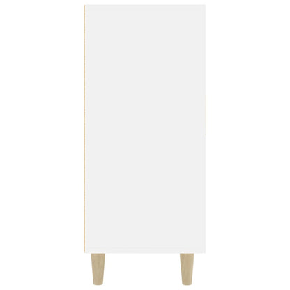 Aparador De Madera De Ingeniería Blanco Brillo 90x34x80 Cm / Vetonek_3