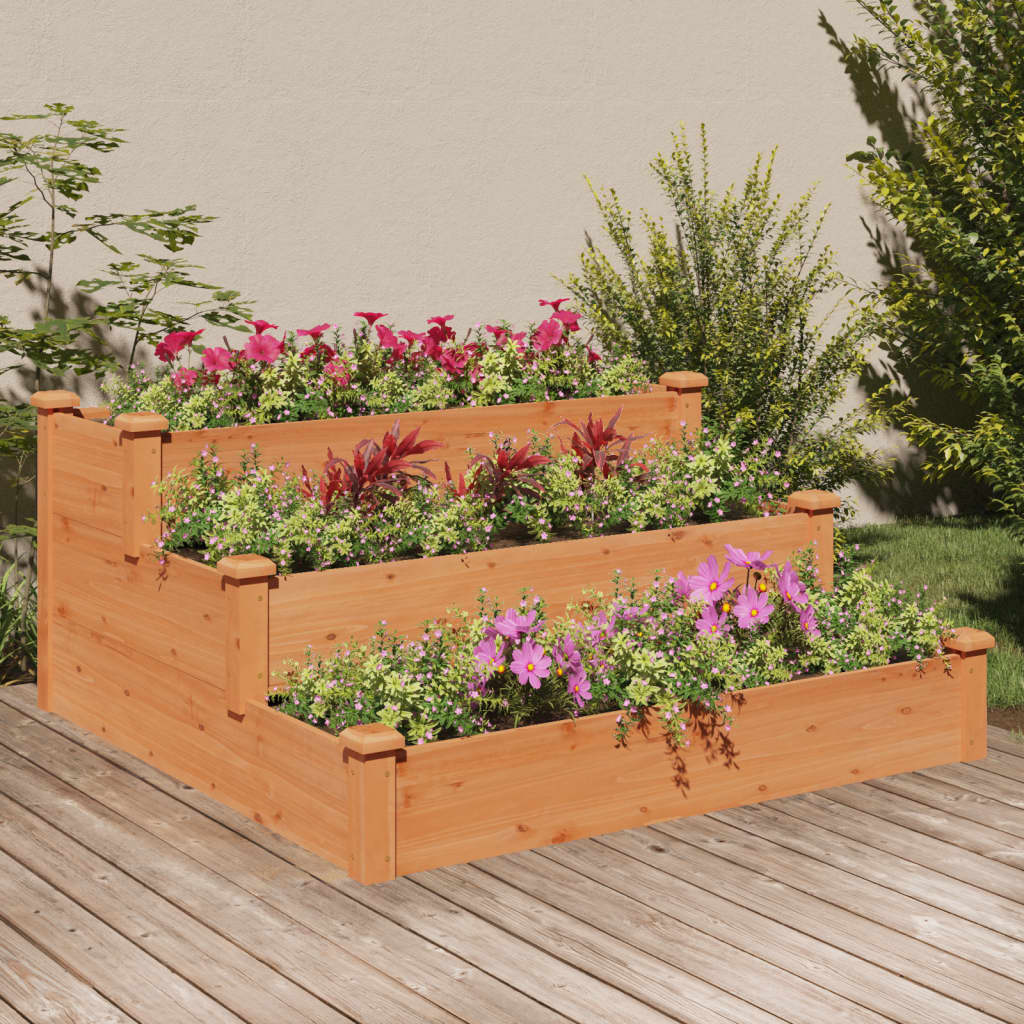 Jardinera Arriate Madera Maciza De Abeto Marrón 120x120x56 Cm_1