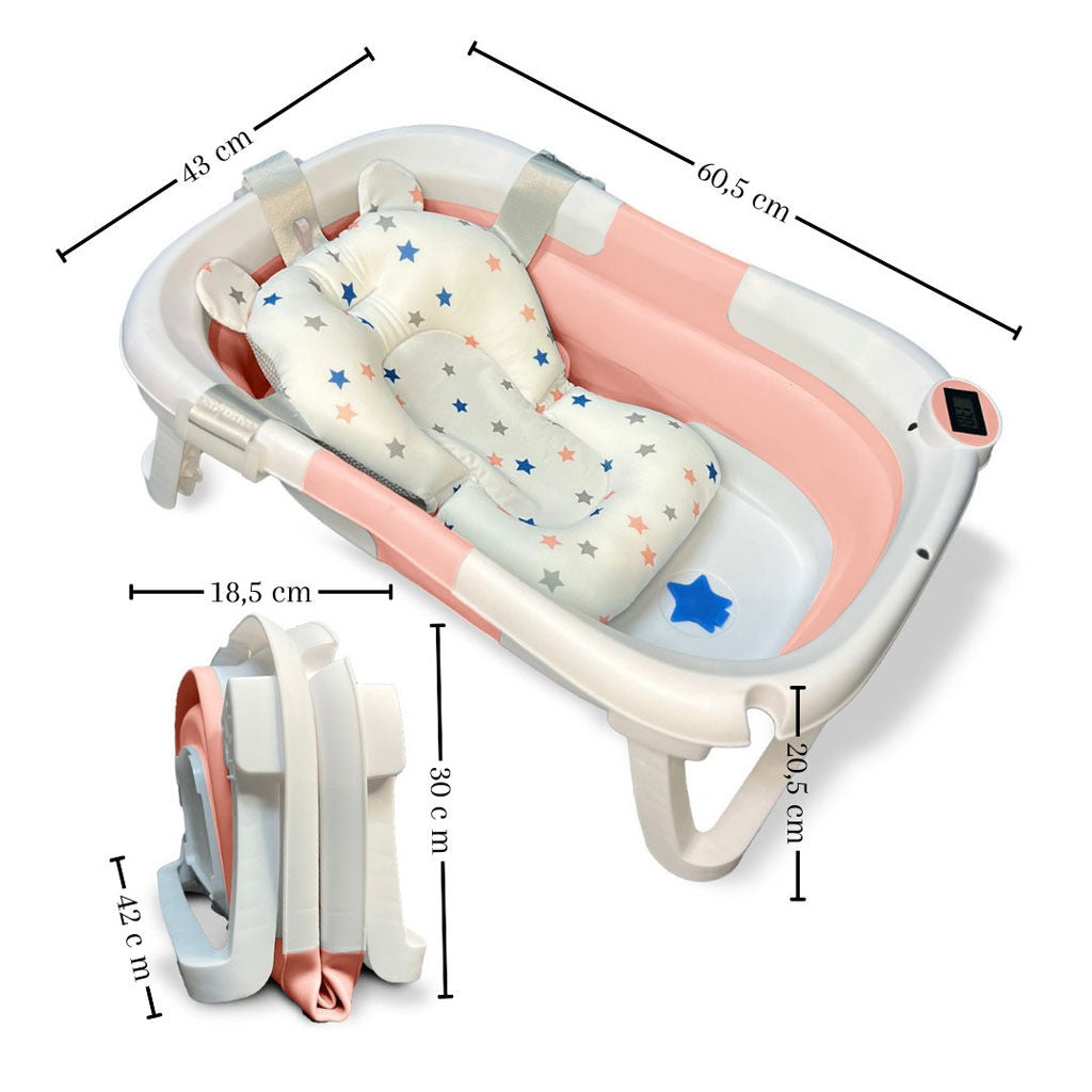 Bathby Bañera Bebé Plegable Con Termómetro, Cojín Antideslizante, Patas Antideslizantes (rosa Oasis)_4