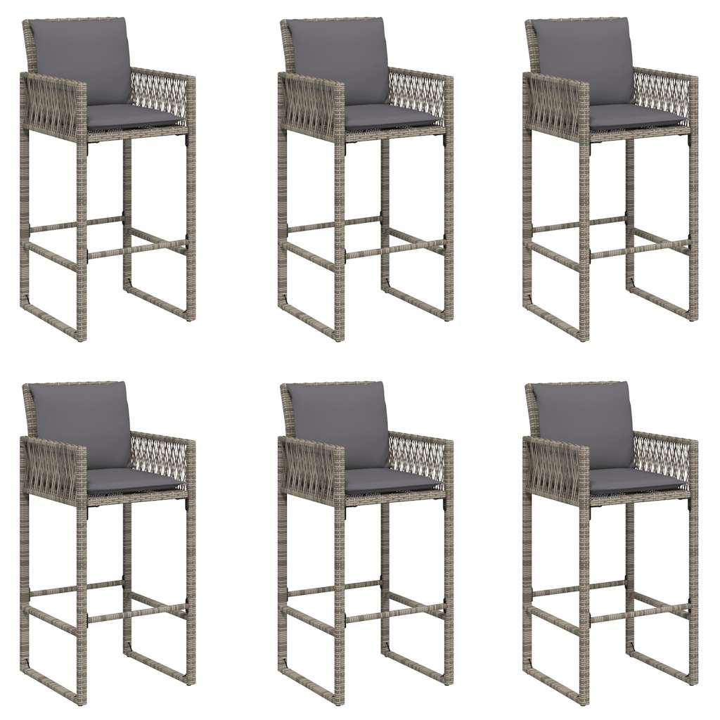 Set Bar Jardín Con Cojines 7 Pzas Ratán Sintético Acacia Gris / Vetonek_2