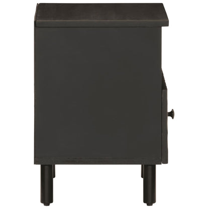 Mesita De Noche De Madera Maciza De Mango Negra 40x33x46 Cm_2