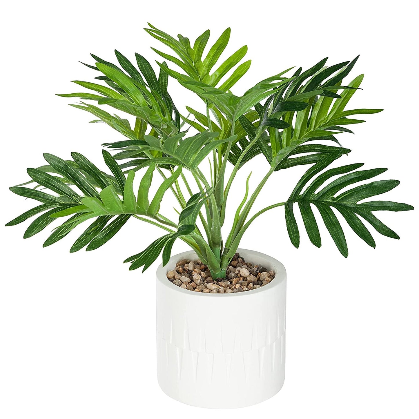 Palma Con Macetero De Cemento Blanco Etnik L.30 X P.30 X A 29, Verde