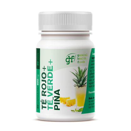 GHF Chá Verde, Chá Vermelho e Ananás 60 cápsulas 500 mg
