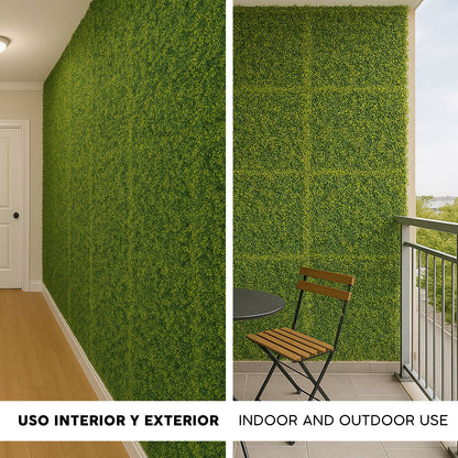 Jardín Vertical Artificial 100x100cm Well Home Hojas Verdes De Estilo Moderno_2