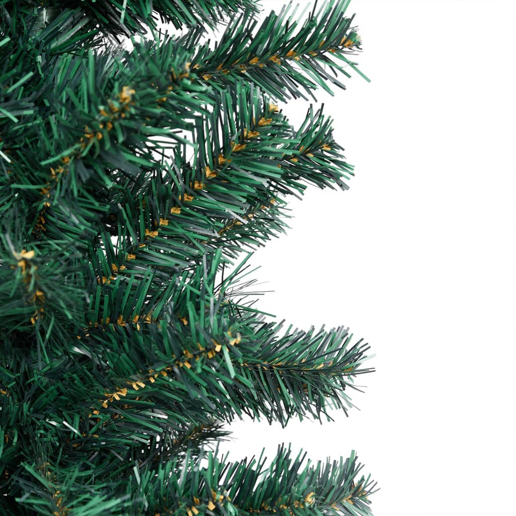 Vidaxl Árbol De Navidad Delgado Con Luces Y Soporte Pvc Verde 150 Cm_4