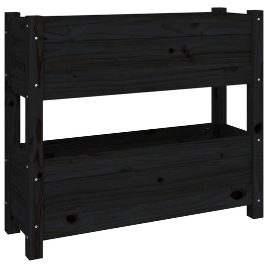 Jardinera De Madera Maciza De Pino Negro 77x25x66 Cm_0