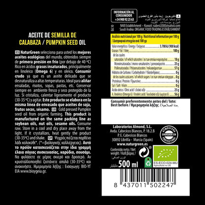 Óleo de sementes de abóbora biológico NaturGreen 500 ml