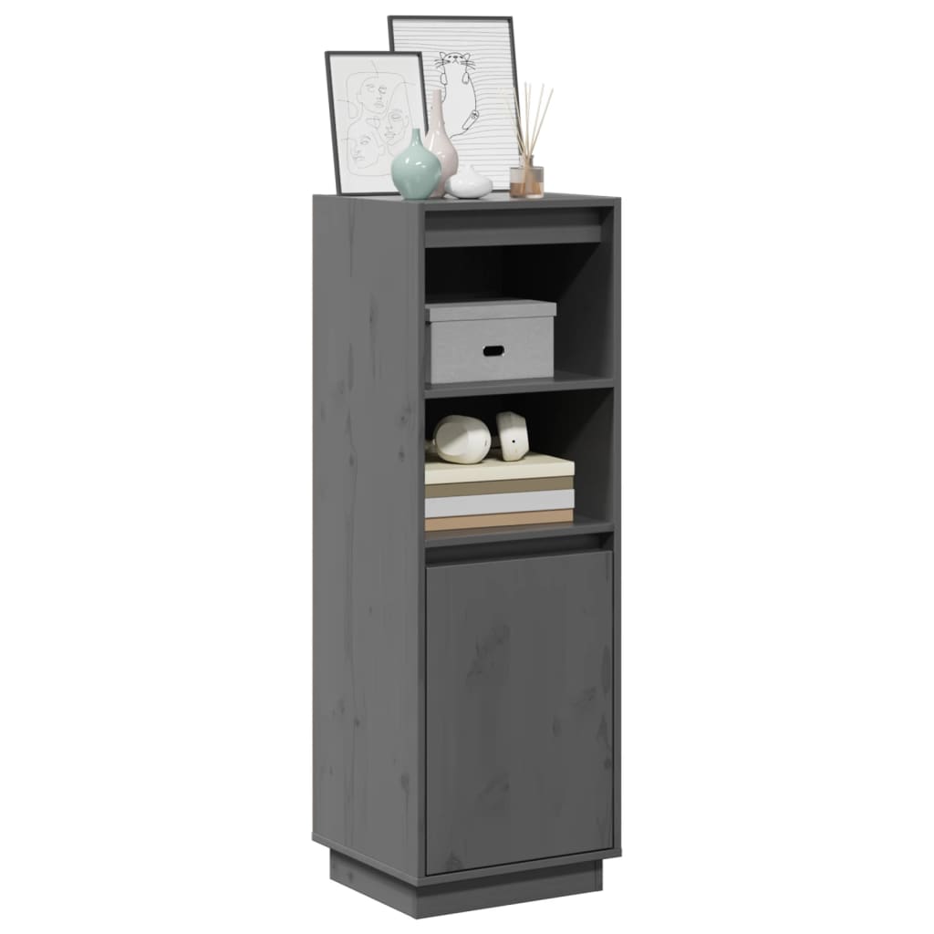 Aparador Alto De Madera Maciza De Pino Gris 37x34x110 Cm / Vetonek_5