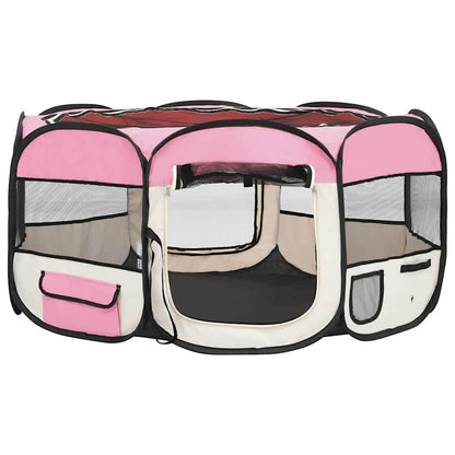 Parque De Perros Plegable Y Bolsa Transporte Rosa 145x145x61cm_2