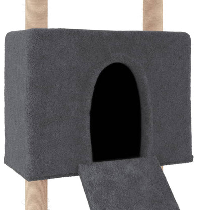 Vidaxl Rascador Para Gatos Con Postes De Sisal Gris Oscuro 153 Cm_5