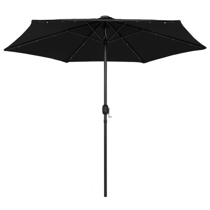Vidaxl Sombrilla De Jardín Con Luces Led Palo De Aluminio Negra 270 Cm_1
