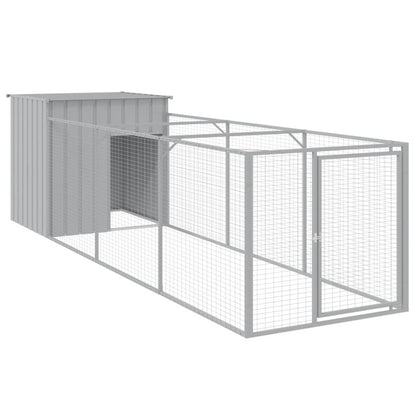 Caseta Para Perros Con Corredor Gris Claro 110x405x110 Cm Acero Galvanizado_0