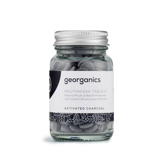 Georganics Comprimidos de elixir bucal com sabor a carvão ativado e menta, 180 comprimidos