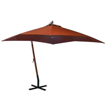 Vidaxl Sombrilla Jardín Colgante Con Palo Madera Abeto Terracota 3x3 M_0