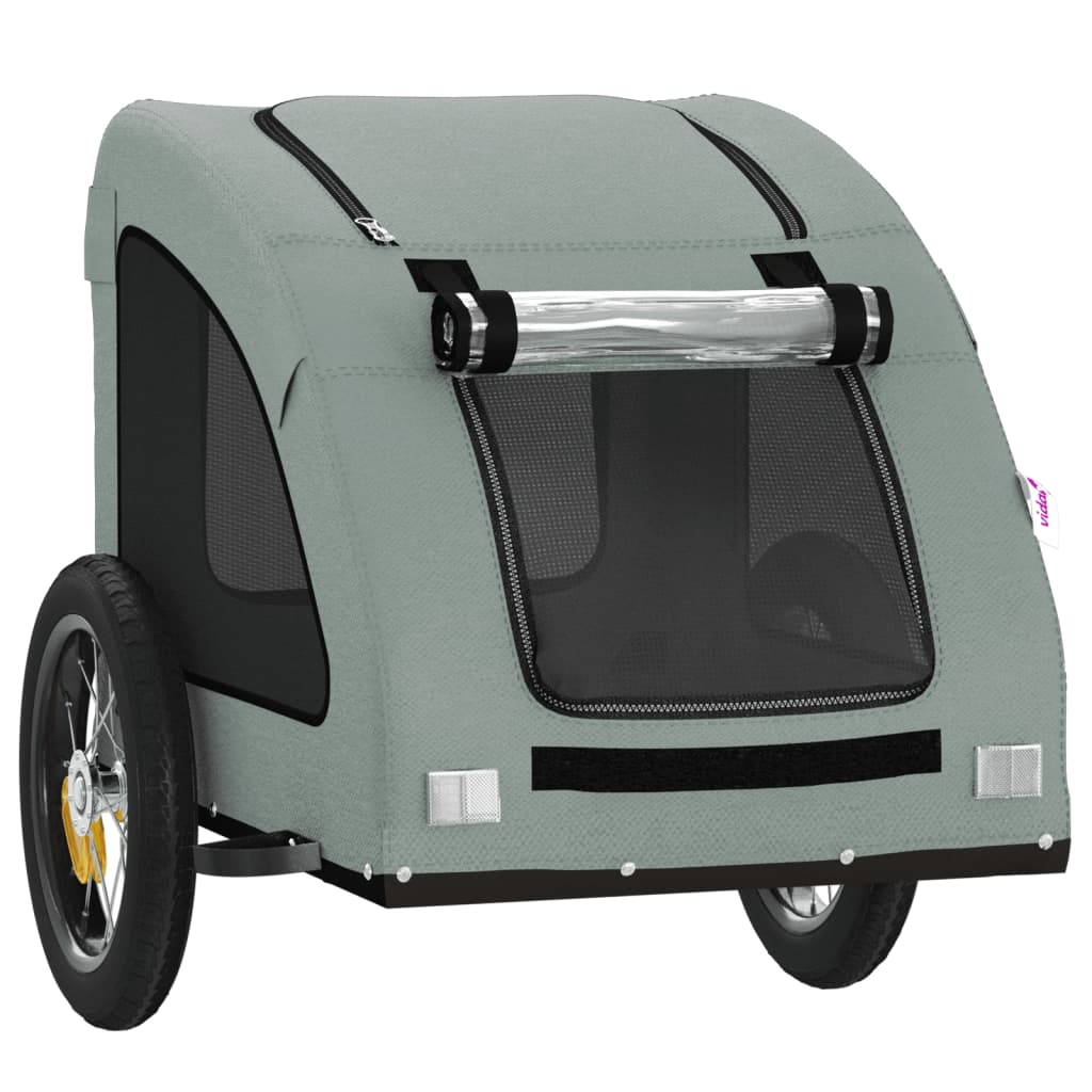 Remolque De Bicicleta Mascotas Hierro Tela Oxford Gris_4