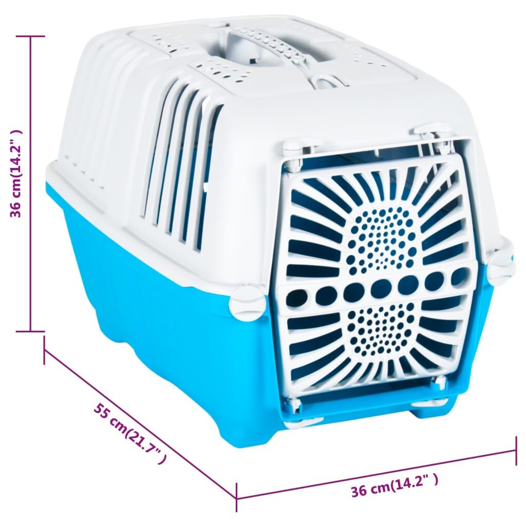 Vidaxl Transportín De Mascota Blanco Azul Polipropileno 55x36x36 Cm_2