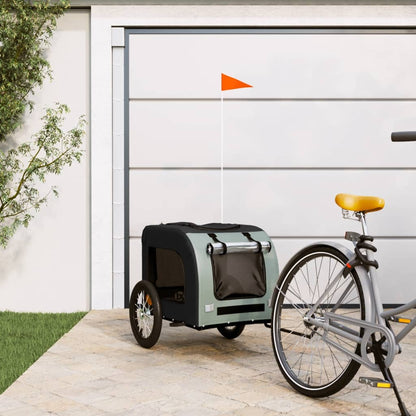 Remolque Bicicleta Para Mascotas Hierro Tela Oxford Negro Gris_1