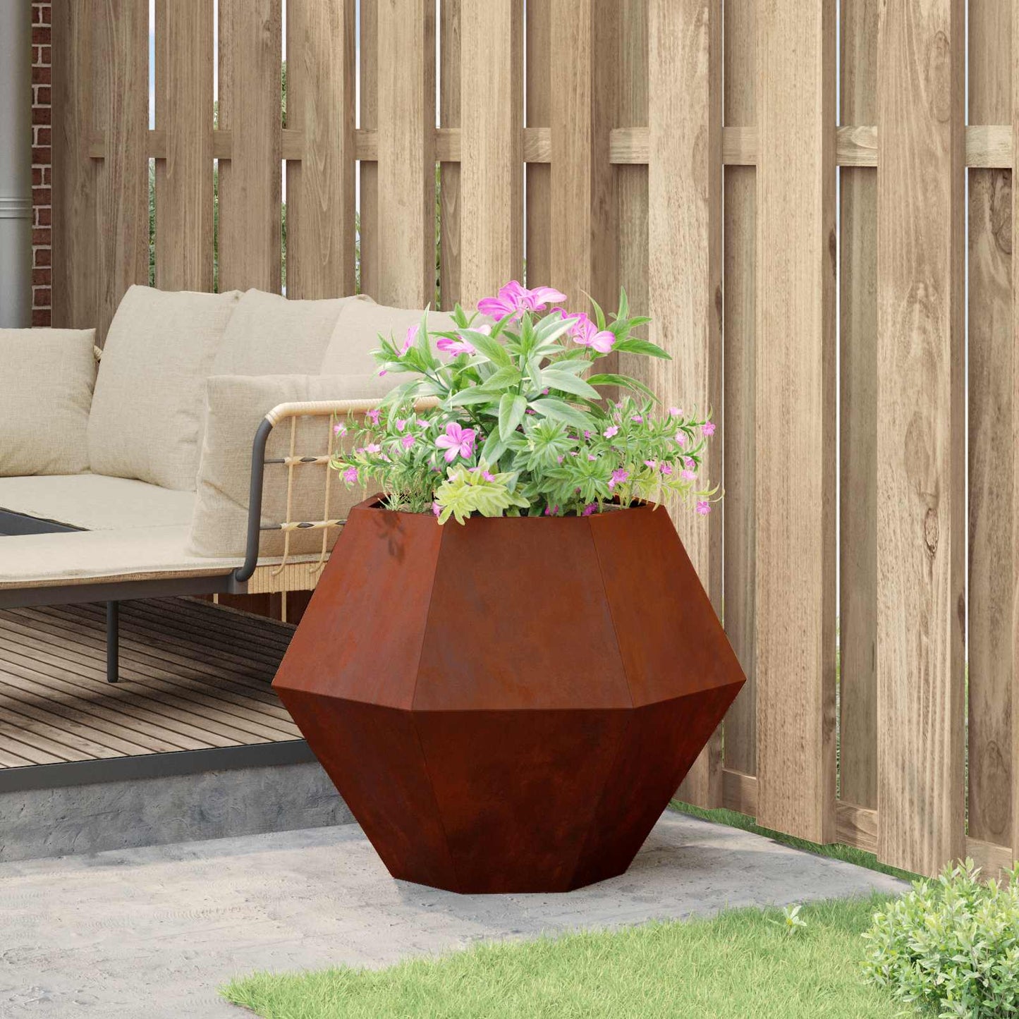 Jardinera Oxidado 75 X 75 X 60 Cm Acero Autopatinable_3