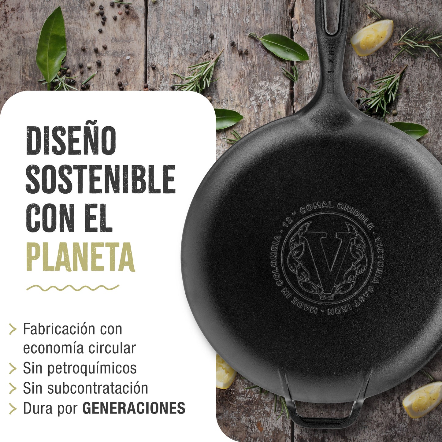 Victoria Plancha Cocina Inducción Comal Hierro Fundido Esmaltado, Pizza, Tortillas 30cm Fuego, Barbacoa, 36379, Negro_5