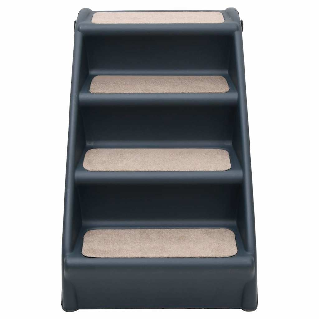 Escalera Para Perros Plegable De 4 Peldaños Gris Oscuro_2