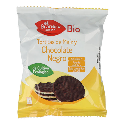 Bolinhos de milho biológicos sem glúten com chocolate negro El Granero, 33 g 