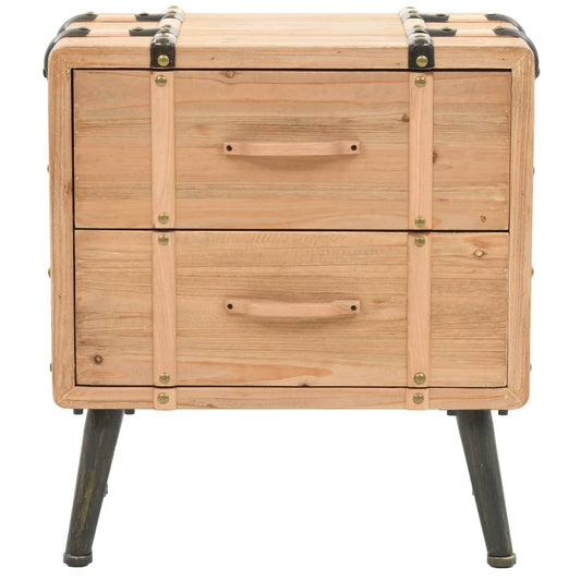 Mesita De Noche Madera Maciza De Abeto 50x35x57 Cm_0
