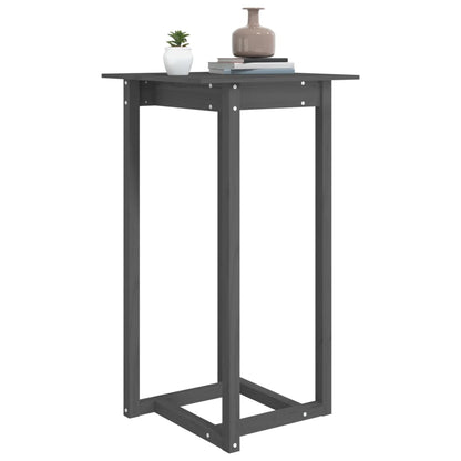 Mesa Alta De Bar De Madera Maciza De Pino Gris 60x60x110 Cm_3