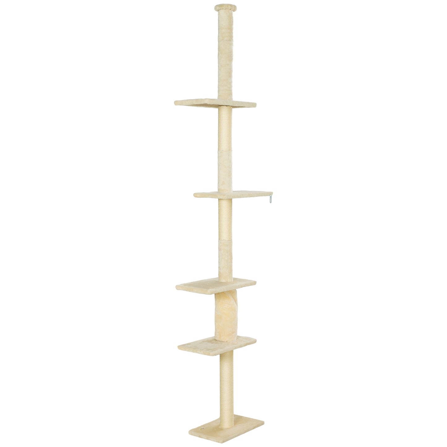 Pawhut Árbol Para Gatos De Suelo A Techo 225-275 Cm Con Plataformas Crema_0
