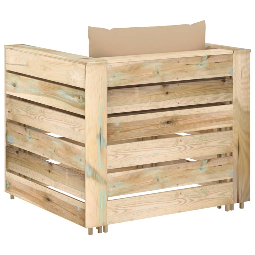 Muebles De Jardín 2 Pzas Con Cojines Madera Impregnada Verde / Vetonek_4