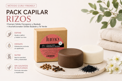 Pack Capilar Rizos | Champú Sólido Fenogreco y Baobab + Acondicionador Sólido | Método Curly_1