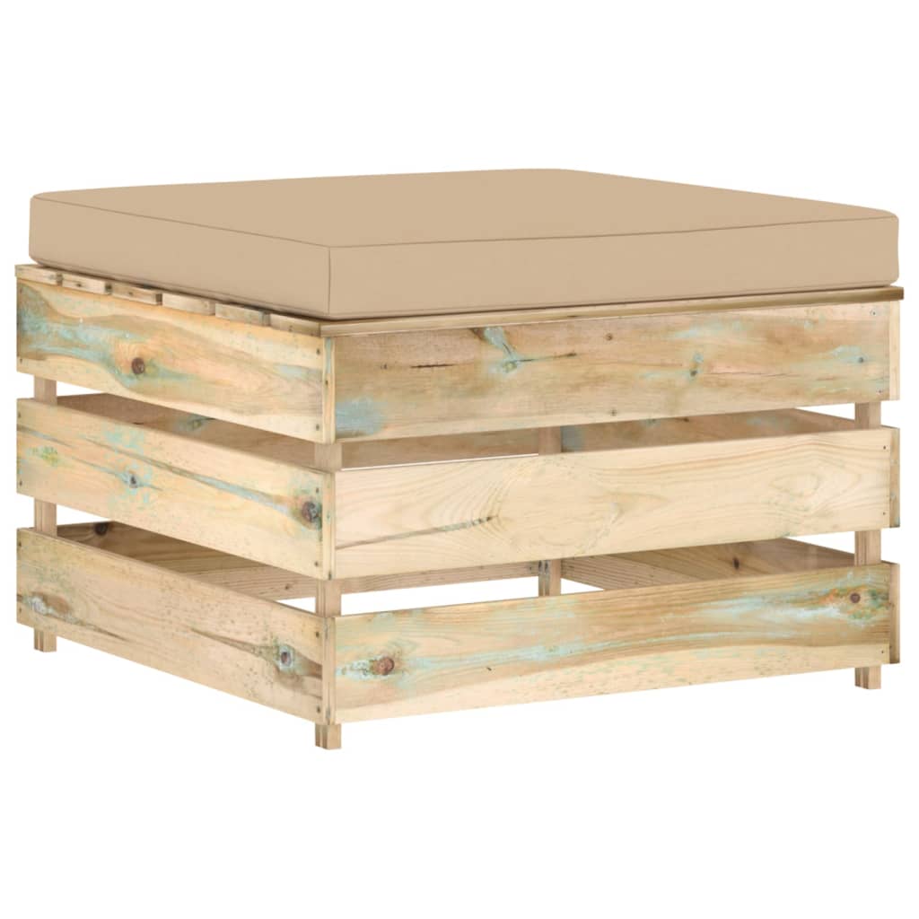 Muebles De Jardín 3 Pzas Con Cojines Madera Impregnada Verde / Vetonek_3