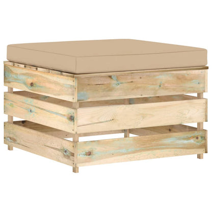 Muebles De Jardín 3 Pzas Con Cojines Madera Impregnada Verde / Vetonek_3