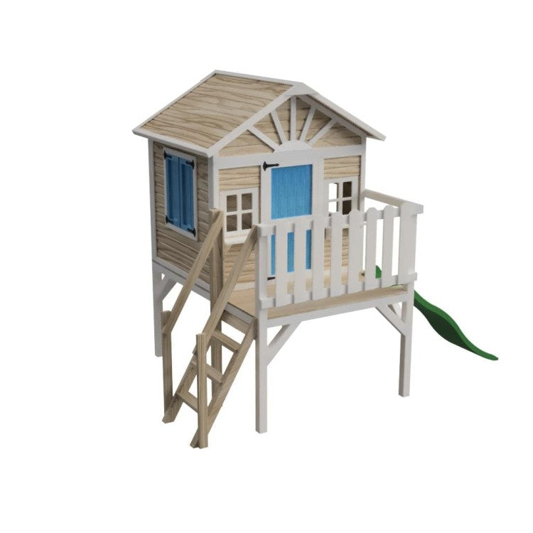 Casita Infantil De Madera Por Paneles Masgames Visby Elevada 90 Cm Azul._1