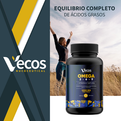 Omega 3-6-9 Vecos 120 Perlas | Corazón, Visión Y Cerebro | Ácidos Grasos Epa, Dha, Gla, Ala + Vitamina E_1