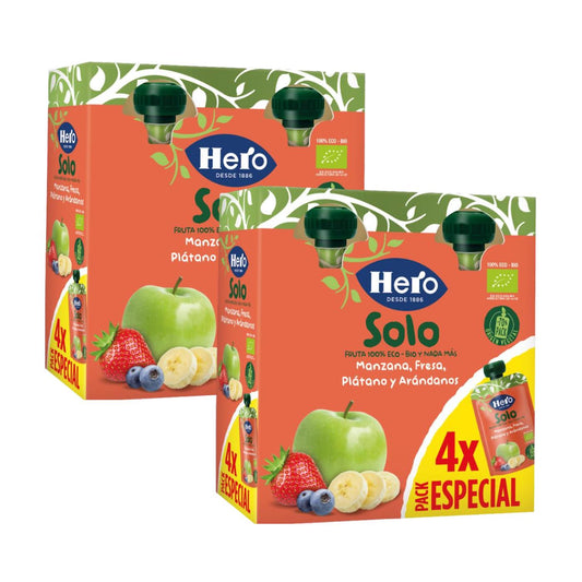 Embalagem x2 Sacos 100% Eco Fruit Sabor Maçã, Morango, Banana e Mirtilo 4x100 g-Hero Solo